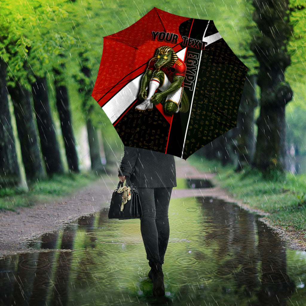 Personalized Egypt Soccer Sobek Crocodile Mascot Umbrella Ancient Egyptian Hieroglyphic Stripe