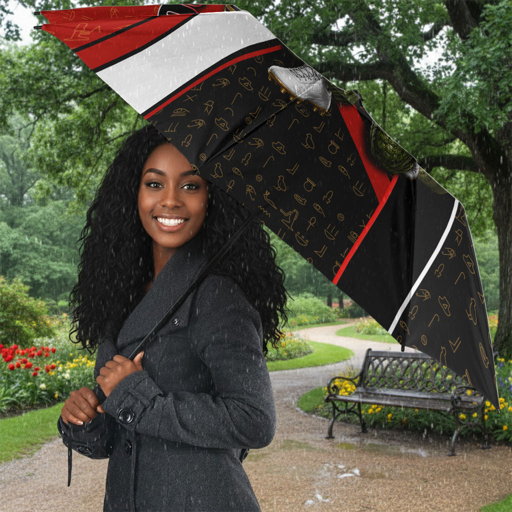 Personalized Egypt Soccer Sobek Crocodile Mascot Umbrella Ancient Egyptian Hieroglyphic Stripe