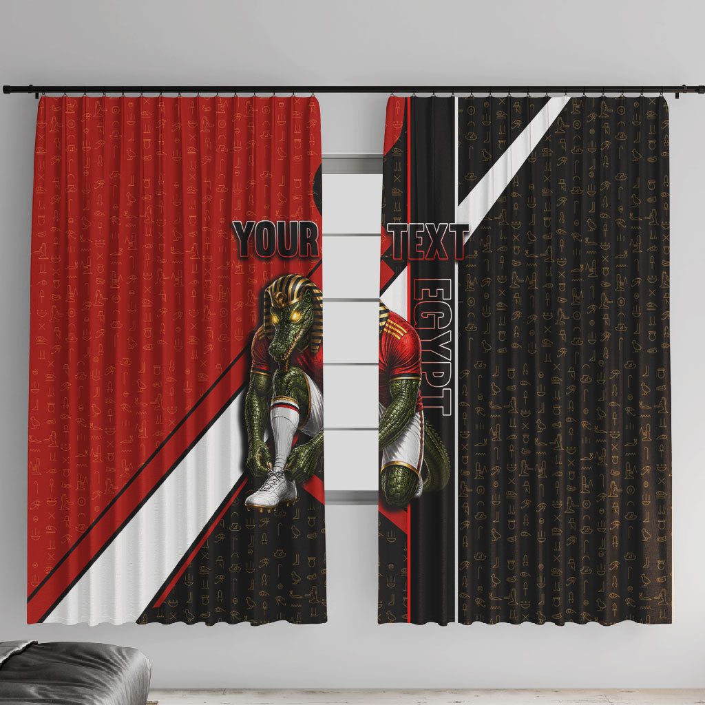 Personalized Egypt Soccer Sobek Crocodile Mascot Window Curtain Ancient Egyptian Hieroglyphic Stripe