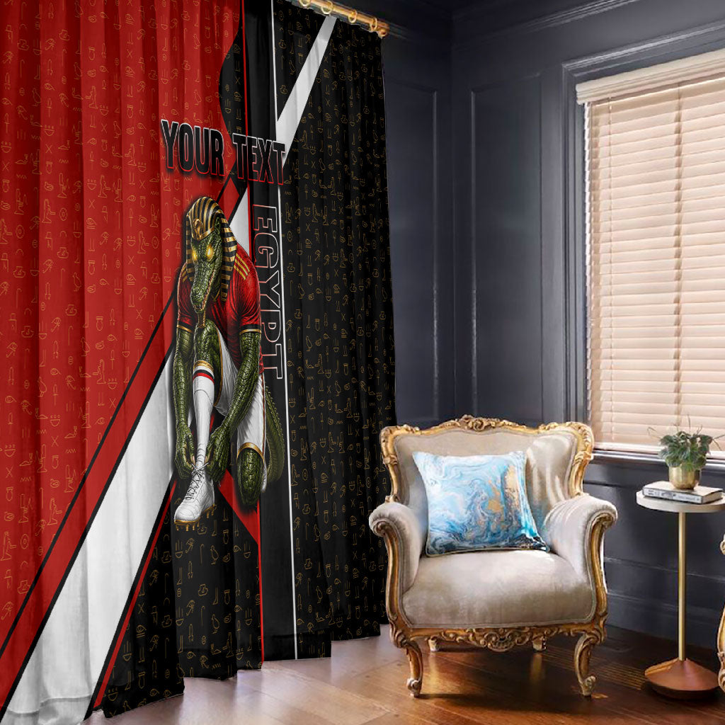 Personalized Egypt Soccer Sobek Crocodile Mascot Window Curtain Ancient Egyptian Hieroglyphic Stripe