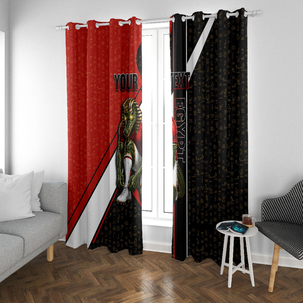 Personalized Egypt Soccer Sobek Crocodile Mascot Window Curtain Ancient Egyptian Hieroglyphic Stripe