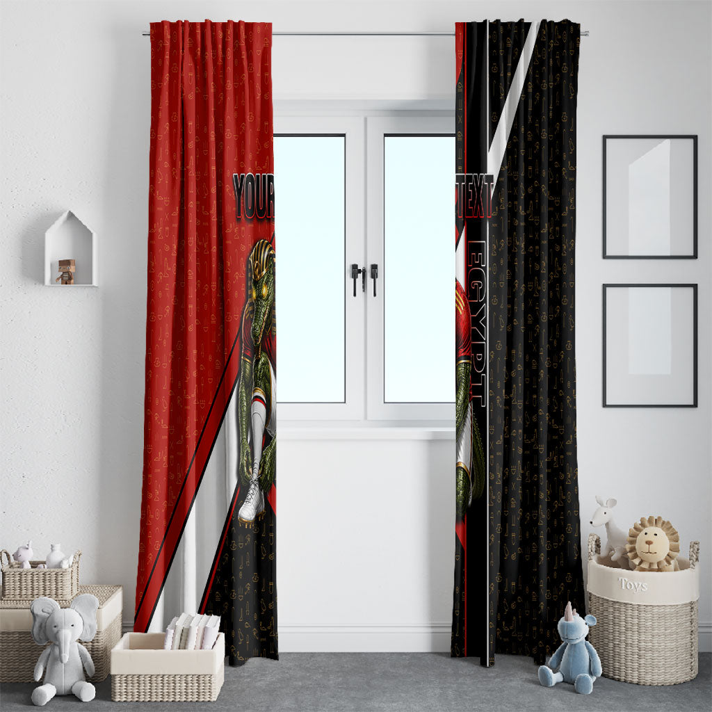 Personalized Egypt Soccer Sobek Crocodile Mascot Window Curtain Ancient Egyptian Hieroglyphic Stripe