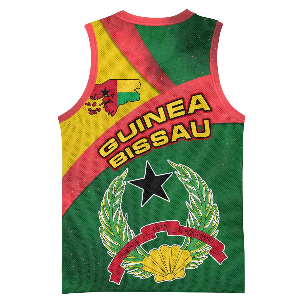Guinea Bissau Basketball Jersey Green Yellow Red Swirl TS04