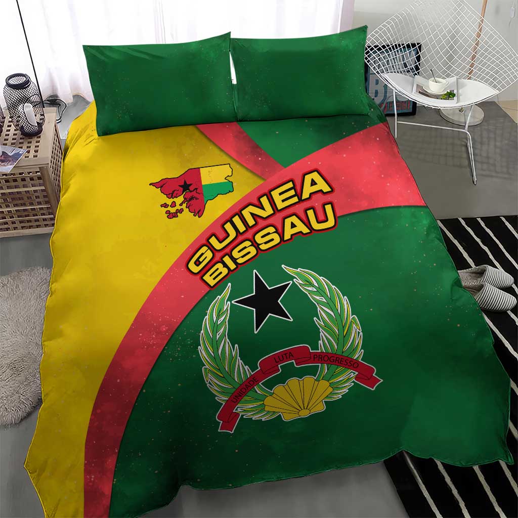 Guinea Bissau Bedding Set Green Yellow Red Swirl - African Pride
