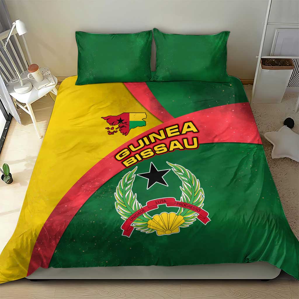 Guinea Bissau Bedding Set Green Yellow Red Swirl - African Pride