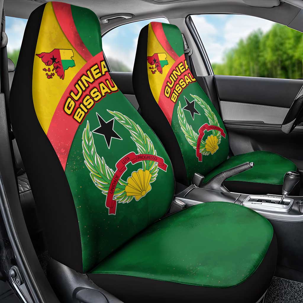 Guinea Bissau Car Seat Cover Green Yellow Red Swirl - African Pride