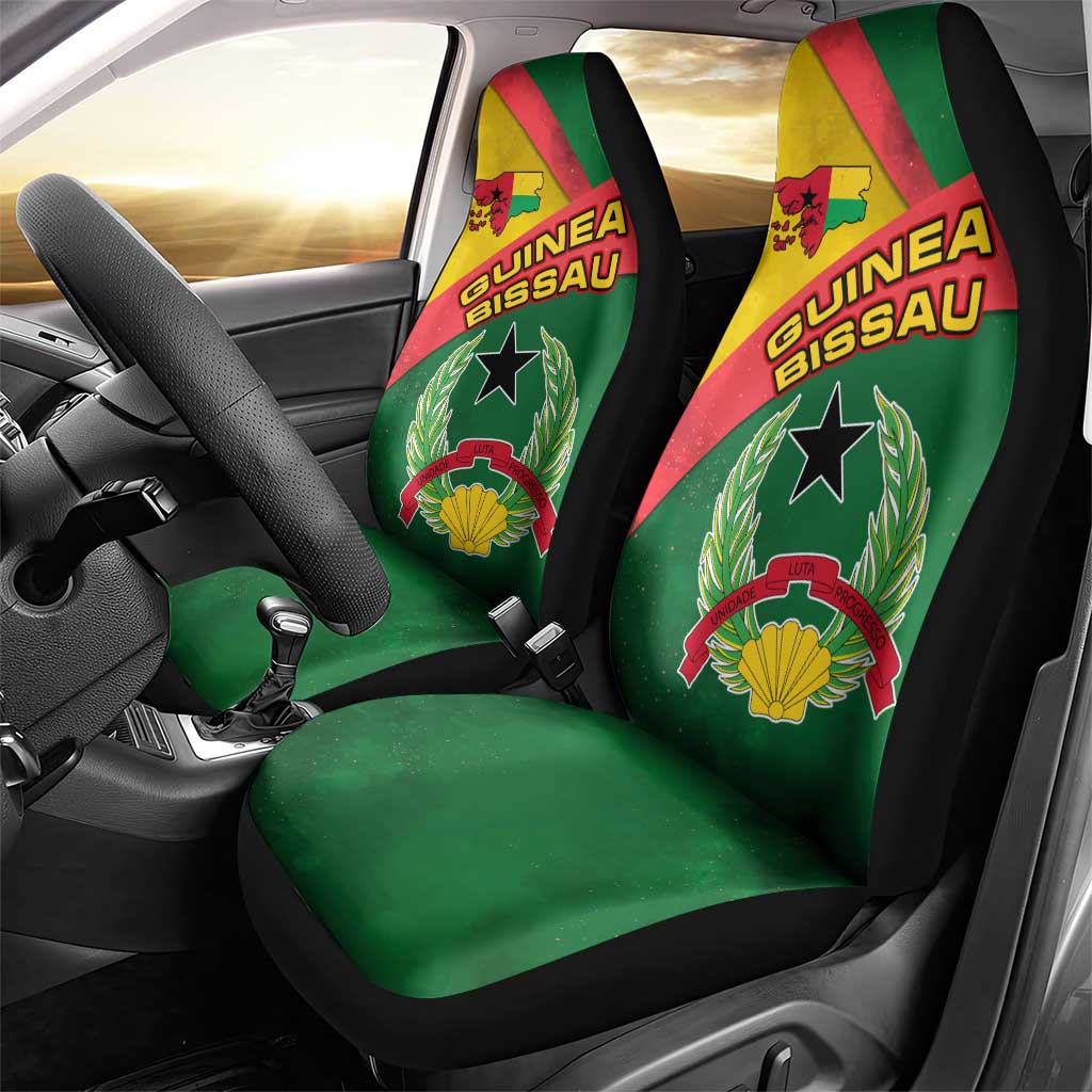 Guinea Bissau Car Seat Cover Green Yellow Red Swirl - African Pride