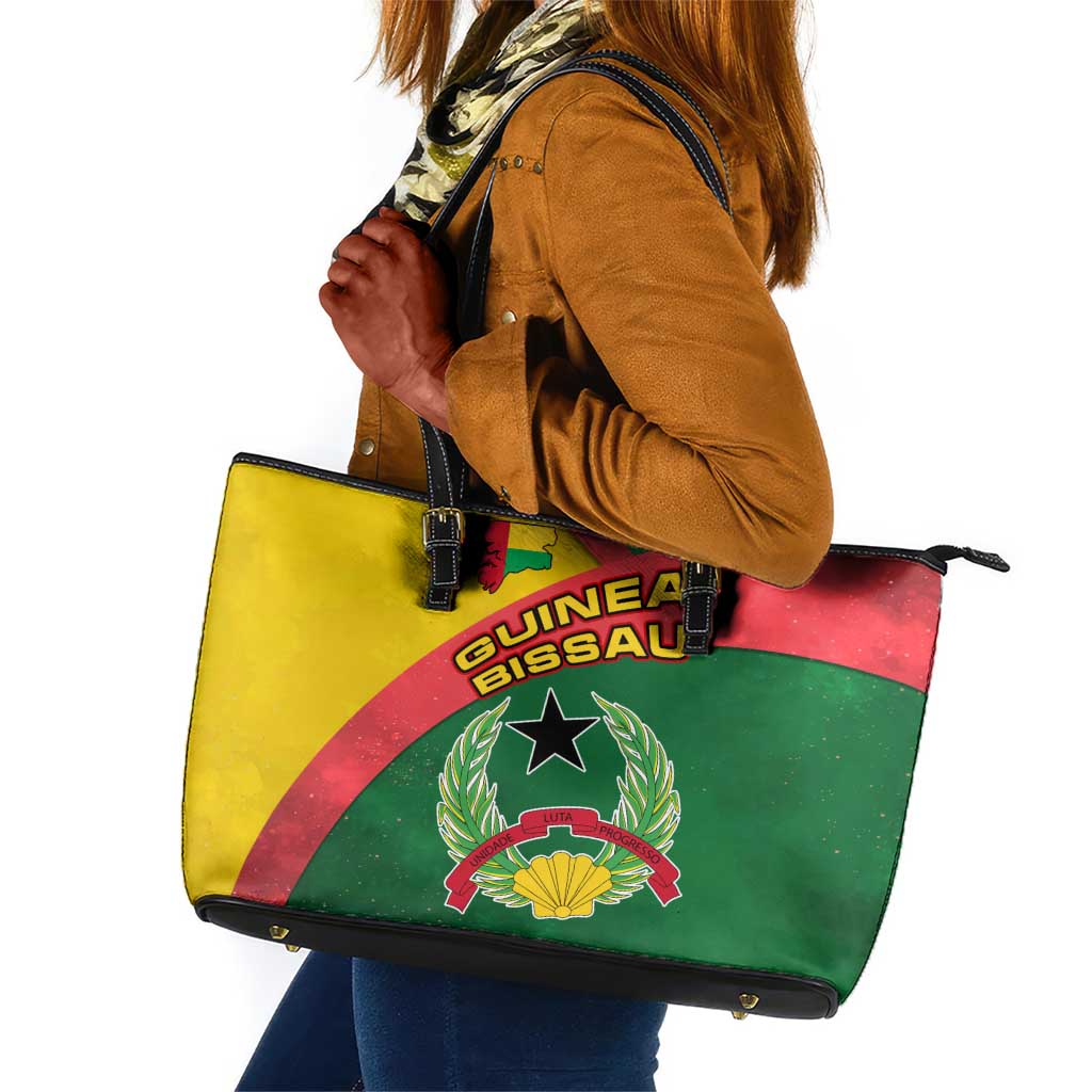 Guinea Bissau Leather Tote Bag Green Yellow Red Swirl - African Pride