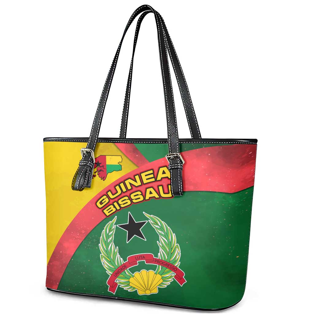 Guinea Bissau Leather Tote Bag Green Yellow Red Swirl - African Pride