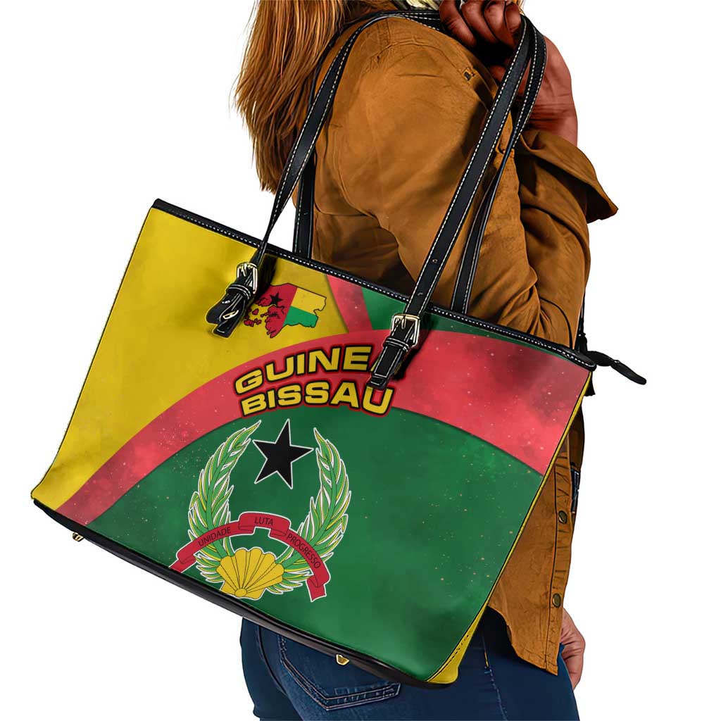 Guinea Bissau Leather Tote Bag Green Yellow Red Swirl - African Pride