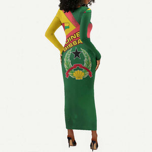 Guinea Bissau Long Sleeve Bodycon Dress Green Yellow Red Swirl - African Pride