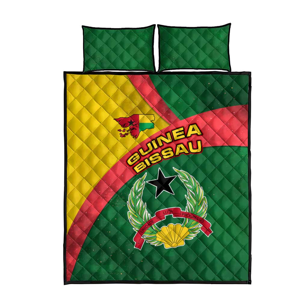 Guinea Bissau Quilt Bed Set Green Yellow Red Swirl - African Pride