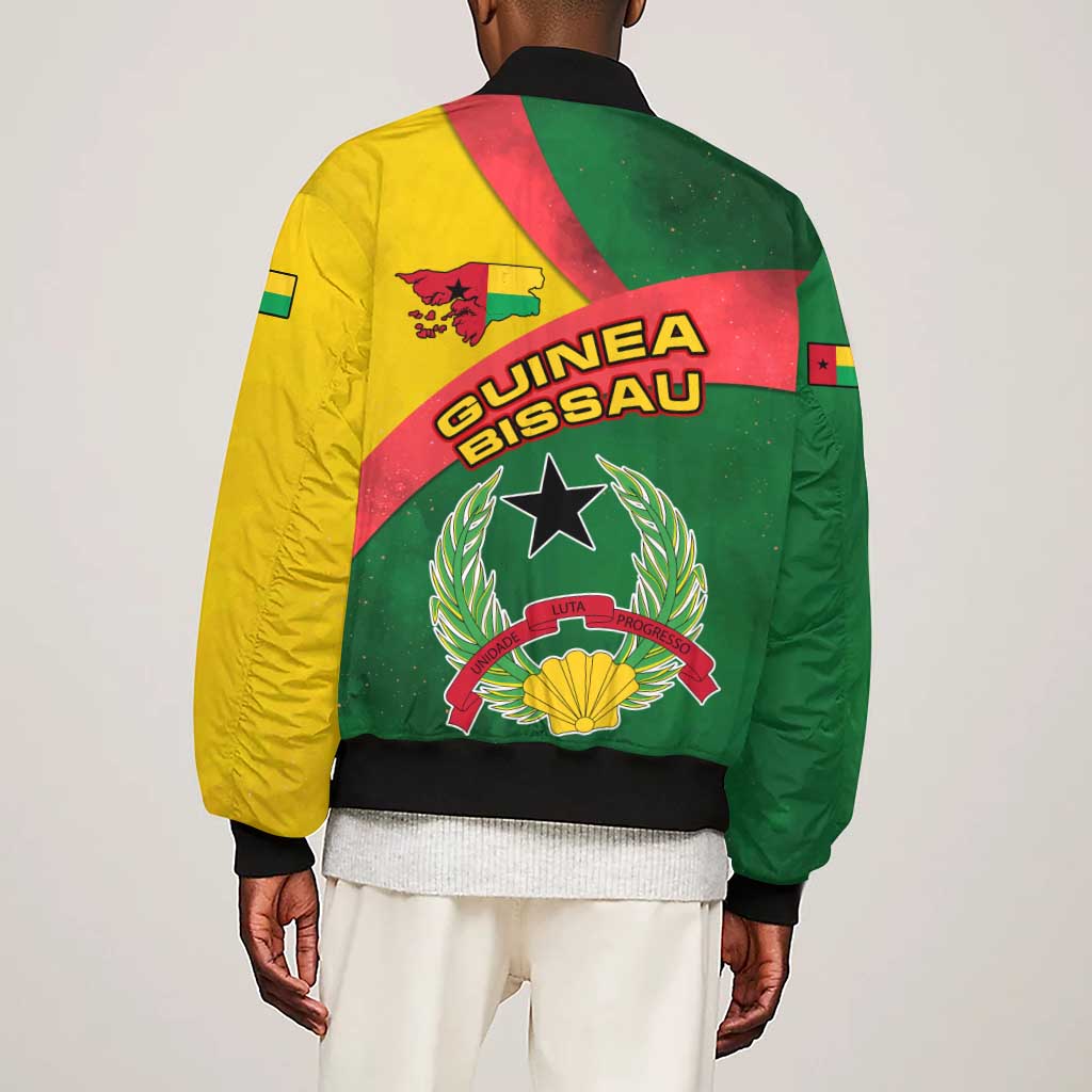 Guinea Bissau Sleeve Zip Bomber Jacket Green Yellow Red Swirl - African Pride