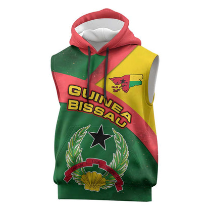 Guinea Bissau Sleeveless Hoodie Green Yellow Red Swirl - African Pride