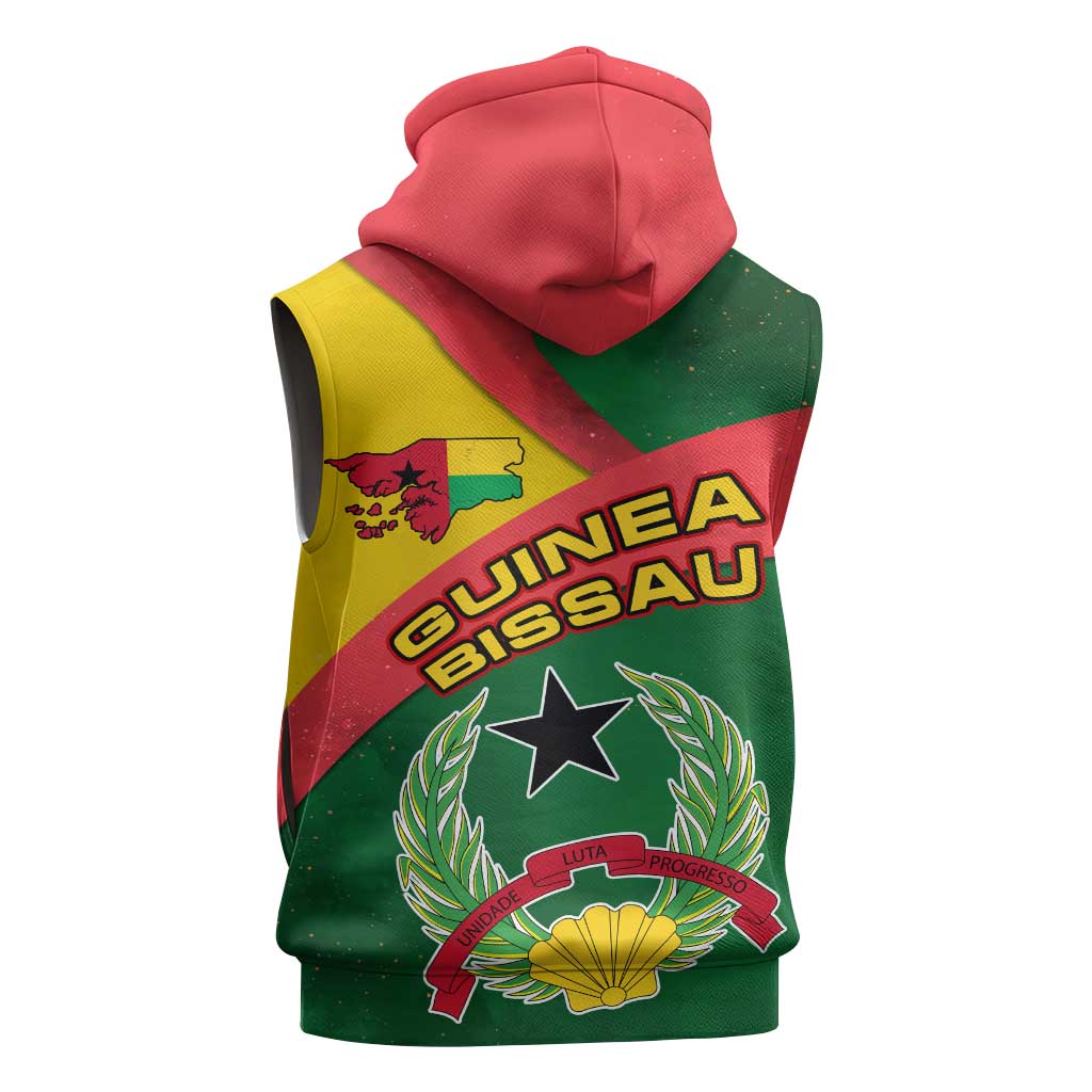 Guinea Bissau Sleeveless Hoodie Green Yellow Red Swirl - African Pride