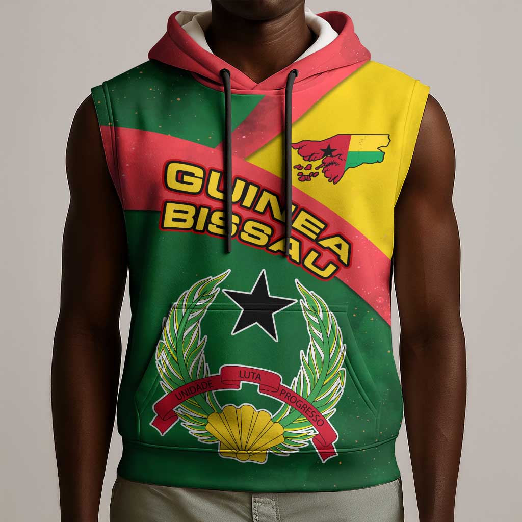 Guinea Bissau Sleeveless Hoodie Green Yellow Red Swirl - African Pride