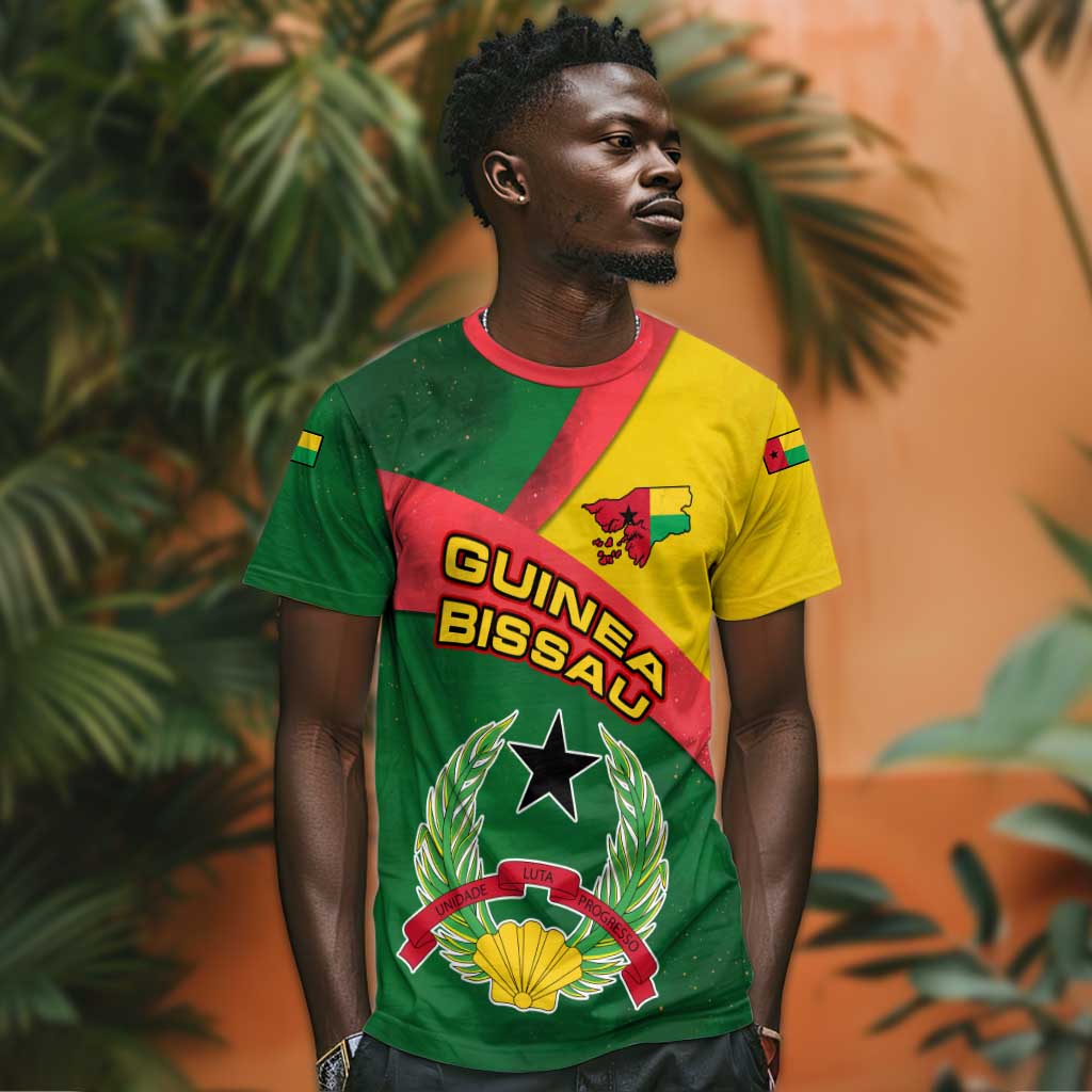 Guinea Bissau T shirt Green Yellow Red Swirl - African Pride
