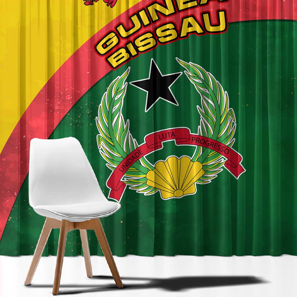 Guinea Bissau Window Curtain Green Yellow Red Swirl - African Pride