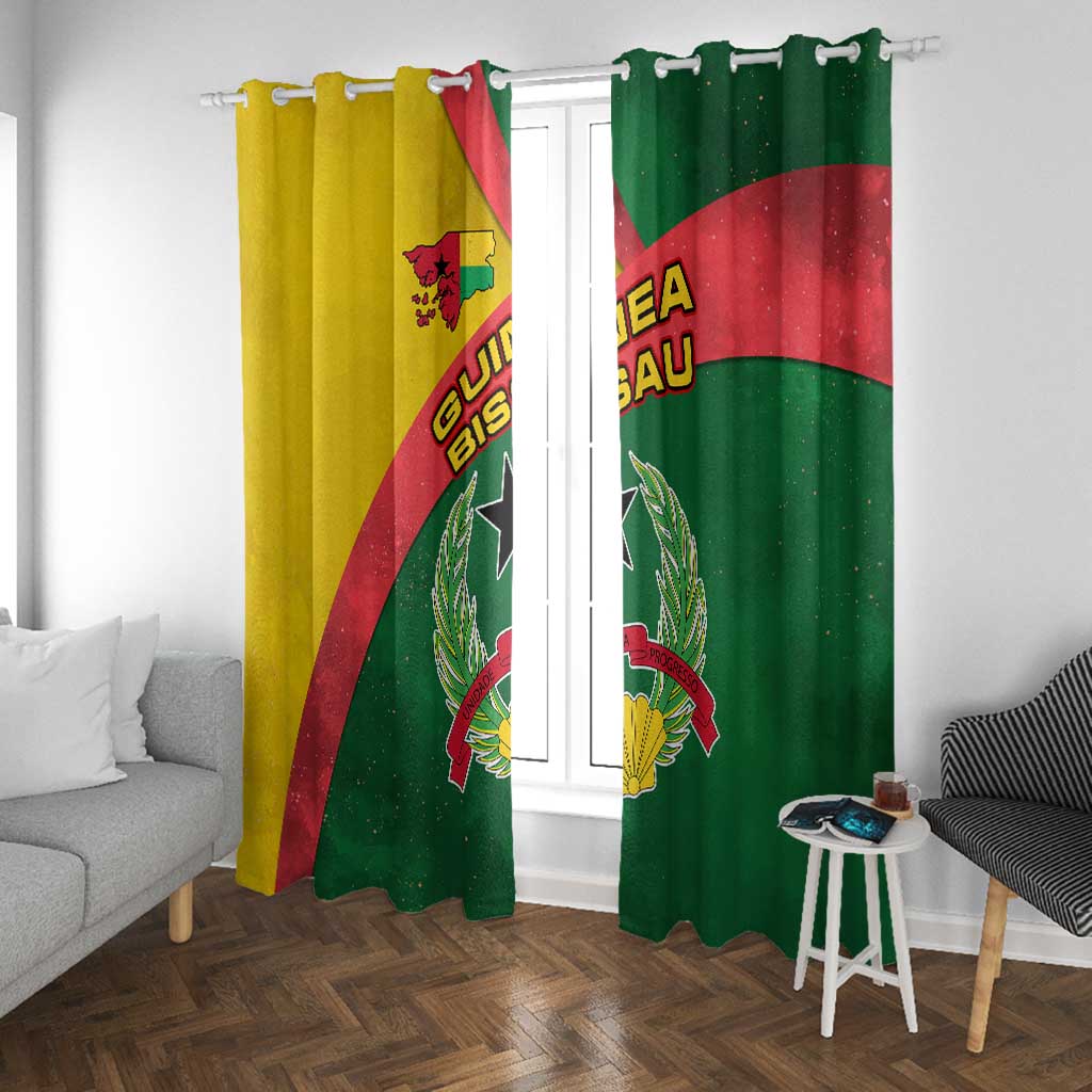 Guinea Bissau Window Curtain Green Yellow Red Swirl - African Pride