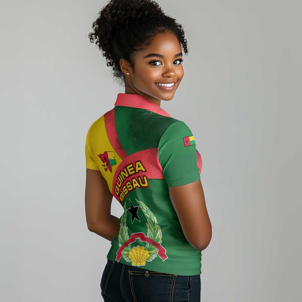 Guinea Bissau Women Polo Shirt Green Yellow Red Swirl - African Pride