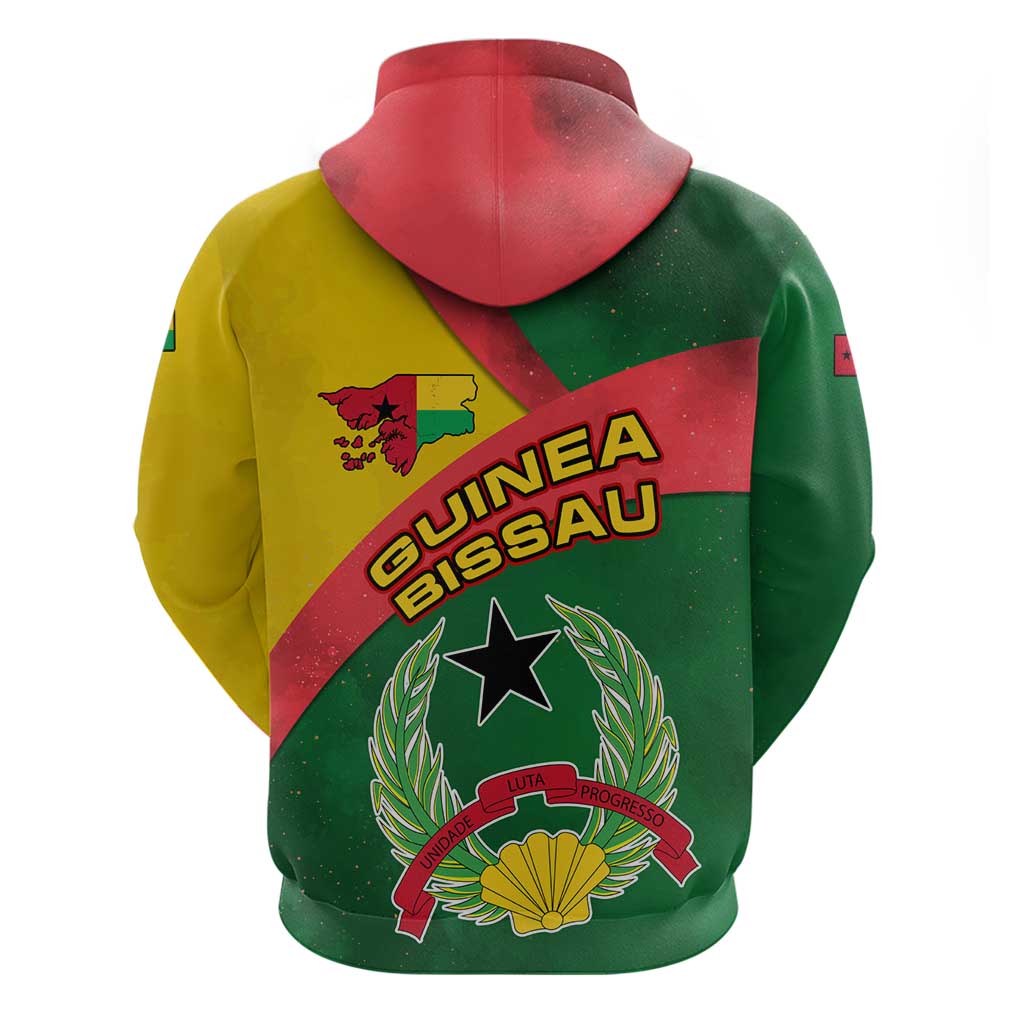 Guinea Bissau Zip Hoodie Green Yellow Red Swirl - African Pride
