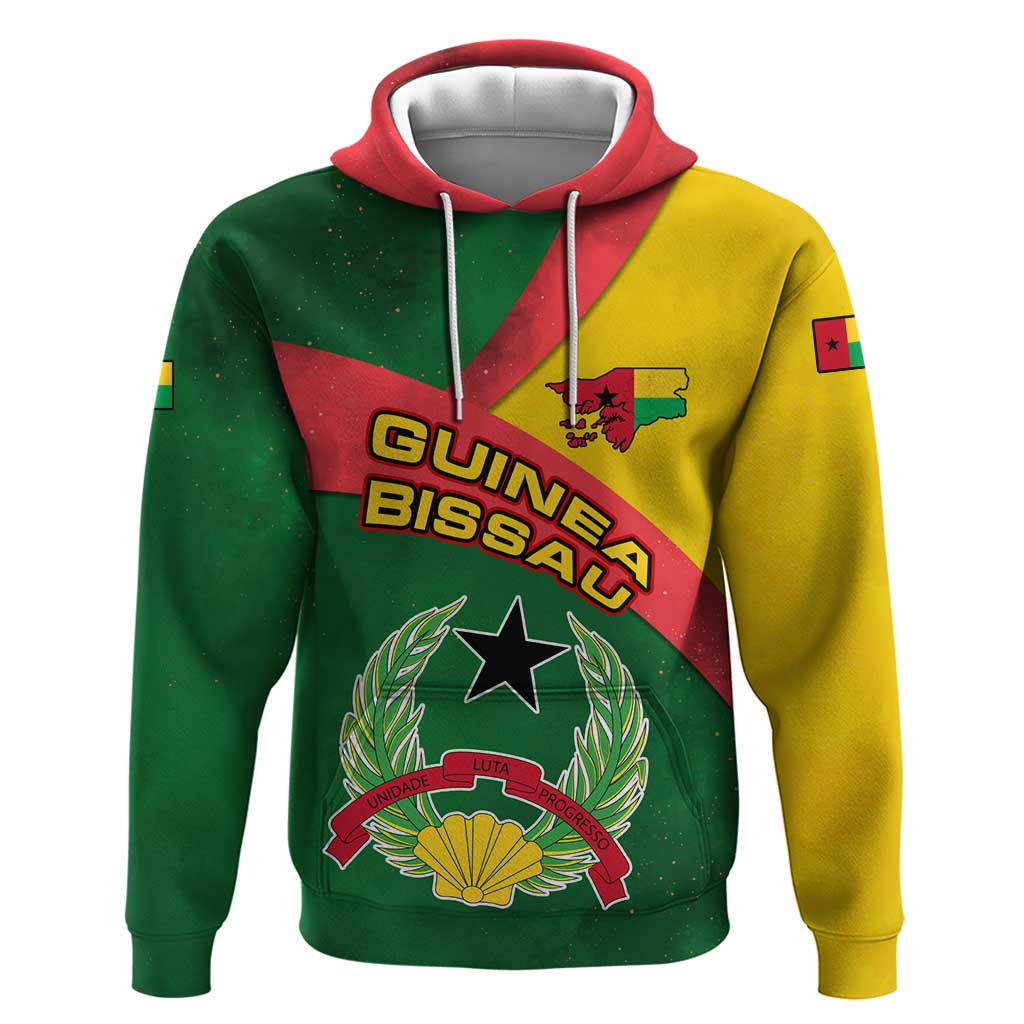 Guinea Bissau Zip Hoodie Green Yellow Red Swirl - African Pride