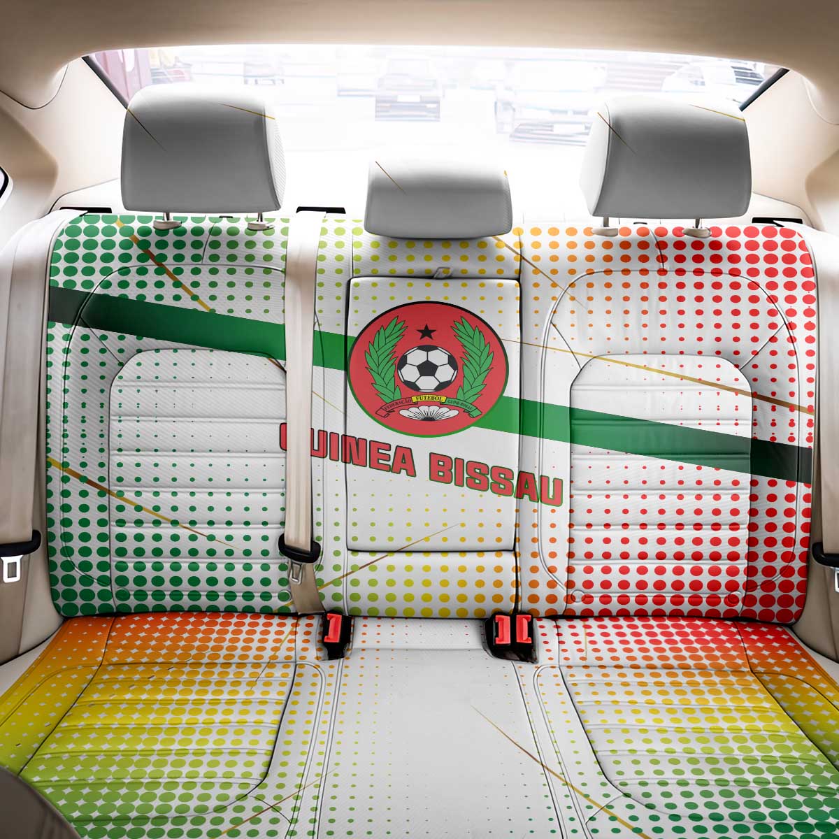 Guinea Bissau Back Car Seat Cover White Green Red Gradient - African Pride