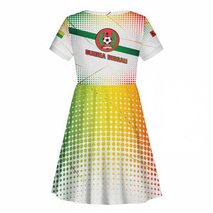 Guinea Bissau Kid Short Sleeve Dress White Green Red Gradient - African Pride