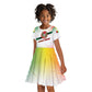 Guinea Bissau Kid Short Sleeve Dress White Green Red Gradient - African Pride
