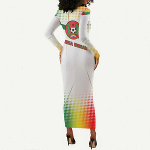 Guinea Bissau Long Sleeve Bodycon Dress White Green Red Gradient - African Pride