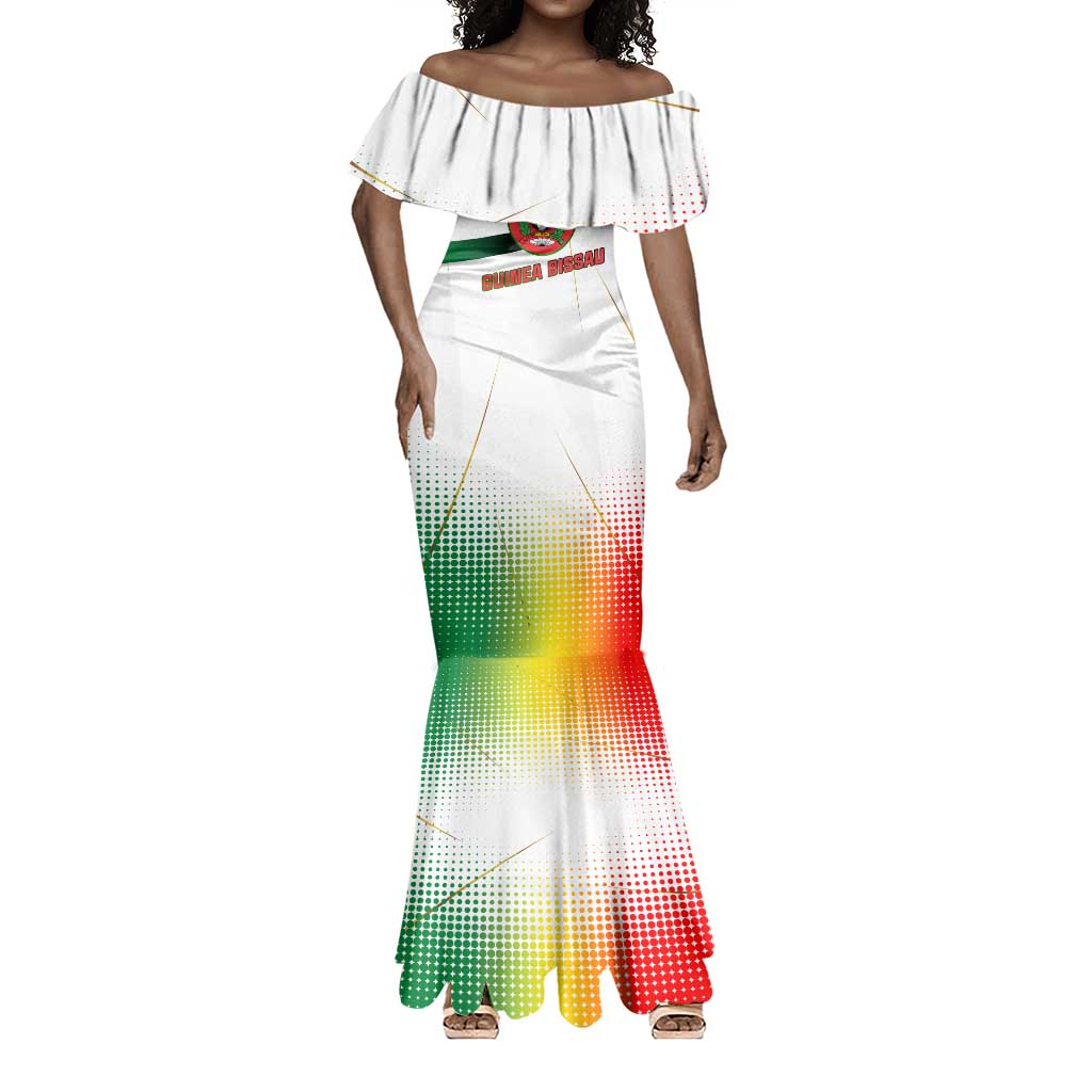Guinea Bissau Mermaid Dress White Green Red Gradient - African Pride