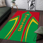 Guinea Bissau Area Rug Red Green Yellow Stripe Design and Black Star - African Pride