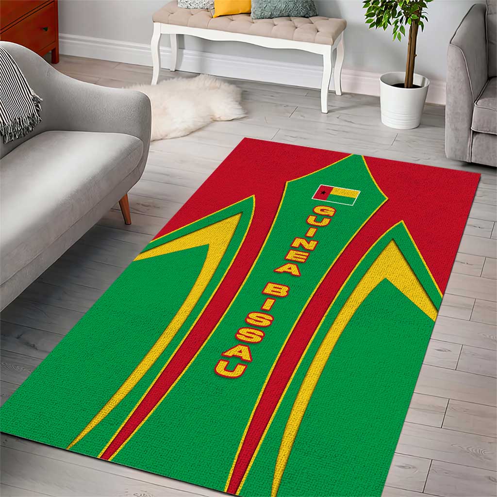 Guinea Bissau Area Rug Red Green Yellow Stripe Design and Black Star - African Pride
