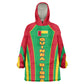 Guinea Bissau Kid Wearable Blanket Hoodie Red Green Yellow Stripe Design and Black Star - African Pride