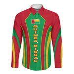 Guinea Bissau Long Sleeve Button Shirt Red Green Yellow Stripe Design and Black Star - African Pride