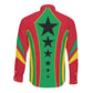 Guinea Bissau Long Sleeve Button Shirt Red Green Yellow Stripe Design and Black Star - African Pride