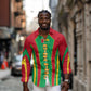 Guinea Bissau Long Sleeve Button Shirt Red Green Yellow Stripe Design and Black Star - African Pride