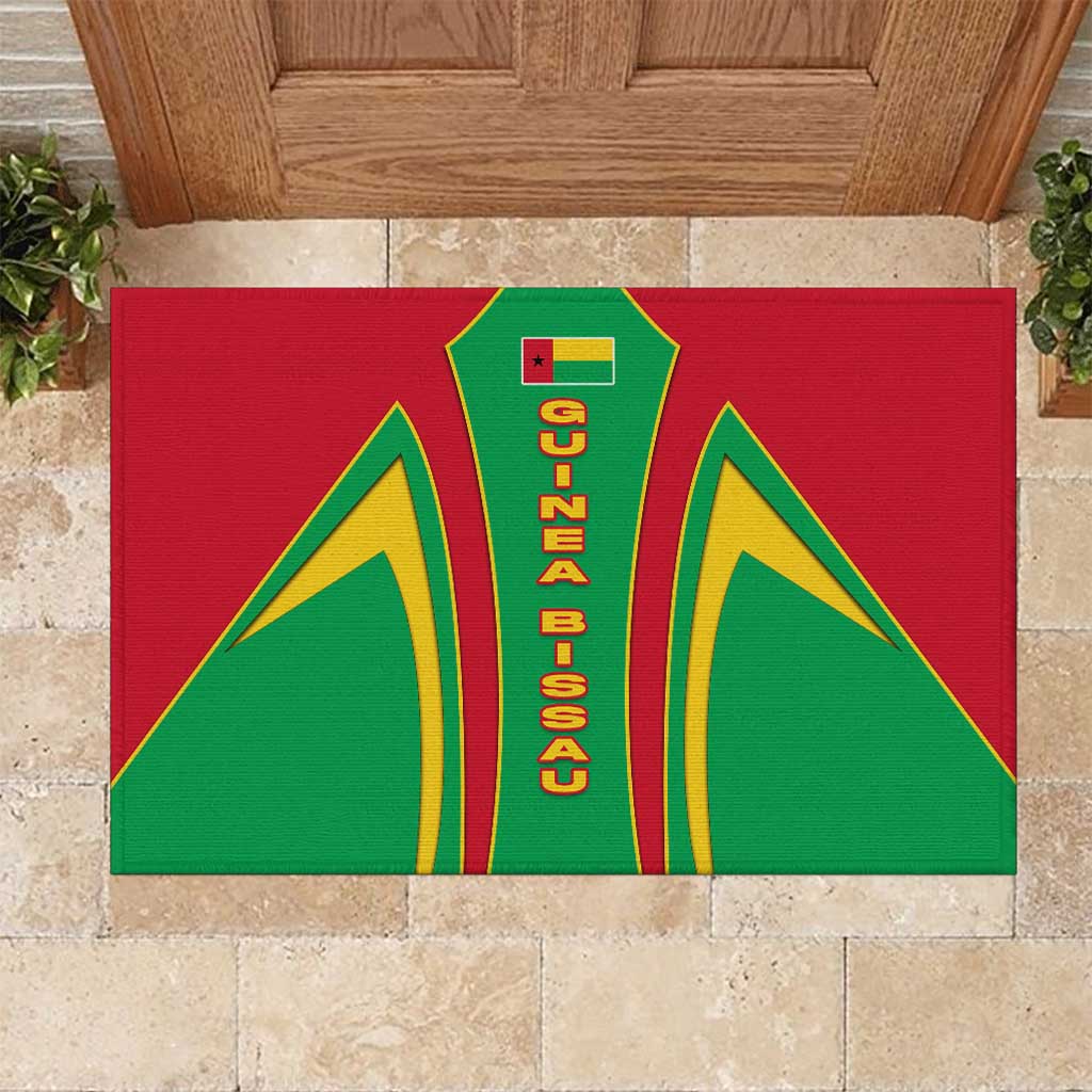 Guinea Bissau Rubber Doormat Red Green Yellow Stripe Design and Black Star - African Pride