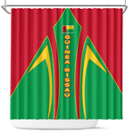 Guinea Bissau Shower Curtain Red Green Yellow Stripe Design and Black Star - African Pride