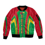 Guinea Bissau Sleeve Zip Bomber Jacket Red Green Yellow Stripe Design and Black Star - African Pride