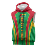 Guinea Bissau Sleeveless Zip Hoodie Red Green Yellow Stripe Design and Black Star - African Pride