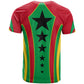 Guinea Bissau T shirt Red Green Yellow Stripe Design and Black Star - African Pride