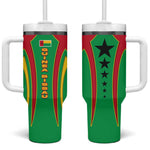 Guinea Bissau Tumbler With Handle Red Green Yellow Stripe Design and Black Star - African Pride