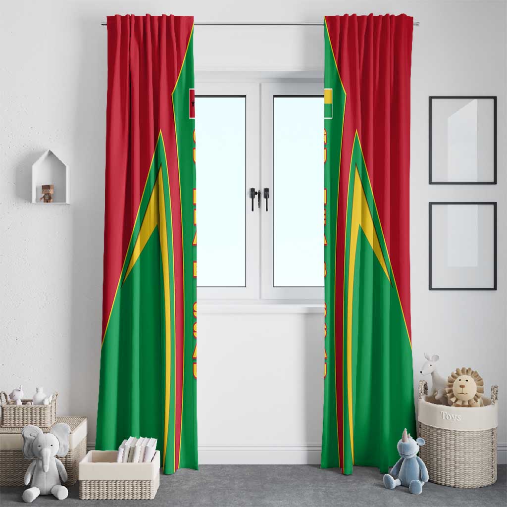 Guinea Bissau Window Curtain Red Green Yellow Stripe Design and Black Star - African Pride