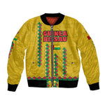 Guinea Bissau Bomber Jacket Yellow Tribal Geometric Design and National Flag - African Pride