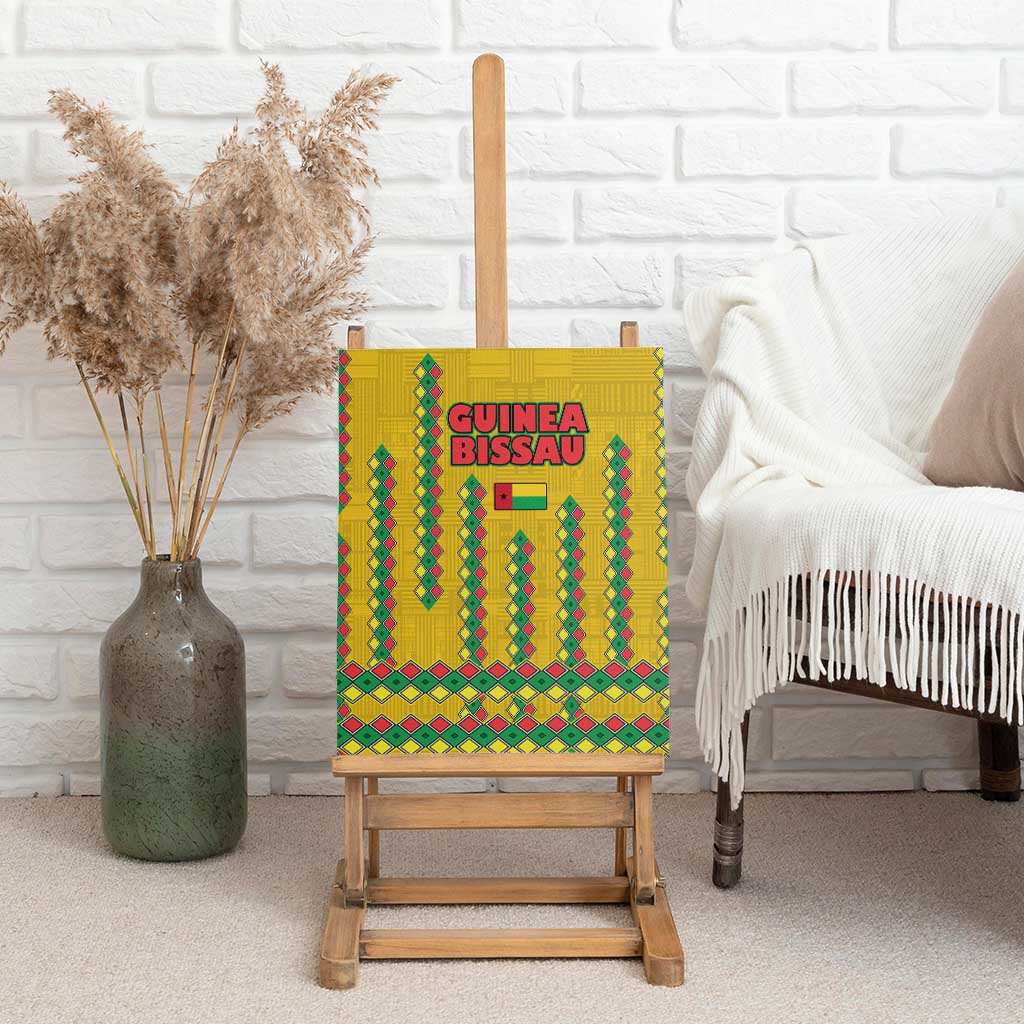 Guinea Bissau Canvas Wall Art Yellow Tribal Geometric Design and National Flag - African Pride