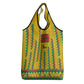 Guinea Bissau Grocery Bag Yellow Tribal Geometric Design and National Flag - African Pride