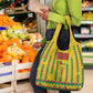 Guinea Bissau Grocery Bag Yellow Tribal Geometric Design and National Flag - African Pride