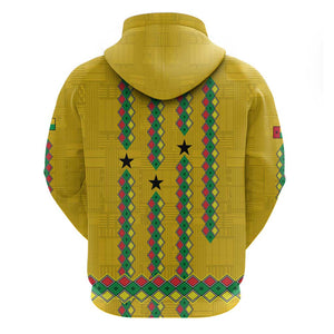 Guinea Bissau Hoodie Yellow Tribal Geometric Design and National Flag - African Pride