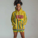 Guinea Bissau Hoodie Dress Yellow Tribal Geometric Design and National Flag - African Pride